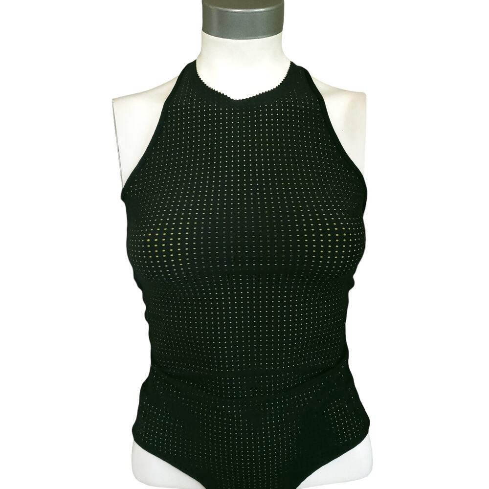 WARD WHILLAS Palmer reversible perforated one piece swimsuit black pea green XS - Picture 4 of 10